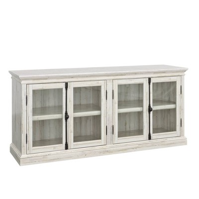 Sauder Barrister Lane TV Credenza for TVs up to 80" White Plank: Industrial Style Entertainment Center
