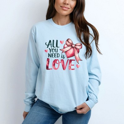 Simply Sage Market Women's All You Need Is Love Coquette Long Sleeve Garment Dyed Tee
