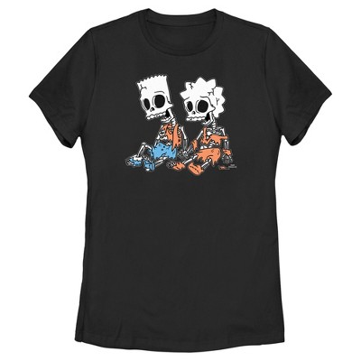 Women's The Simpsons Skeleton Bart and Lisa T-Shirt