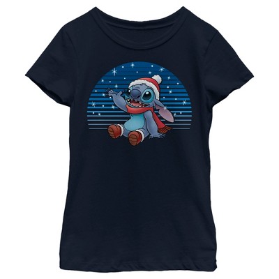 Girl's Lilo & Stitch Catching Snow T-Shirt
