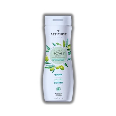 Attitude Super Leaves Shower Gel Nourishing Olive Leaves - 16 oz - Wash Away the Day, Naturally