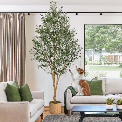 Artificial Olive Tree, Faux Potted Olive Tree With Realistic Leaves and Fruits, Fake Olive Tree with Pot for Home Office Living Room Foyer Floor