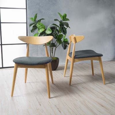 Christopher Knight Home Barron Mid Century Modern Rubberwood Fabric Upholstered Dining Chairs (Set of 2)