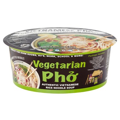 Pho Vegetarian, Pholicious Authentic Instant Pho , Vietnamese Rice Noodle Soup, 4 pack / 3.6 Ounce Bowls, Ramen Alternative & Fresh Ingredients