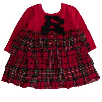 RuffleButts Toddler Girls Velour & Tulle Long Sleeve Twirl Dress