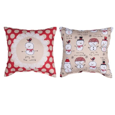 Manual Woodworks and Weavers Holiday Snow Pals Accent Pillow – 9×9 Climaweave Cushion for Winter Decor