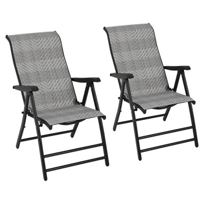 GustoWave Outdoor Folding Rattan Camping Chair with Adjustable Backrest & Widened Armrest, Sun Lounger for Patio, Garden, Beach