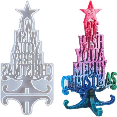 JDICTION Christmas Tree Resin Mold - "We Wish You A Merry Christmas" Silicone Epoxy Mould for Xmas Gifts & Home Decoration