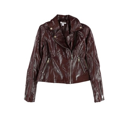 bar III Womens Zip-Front Faux-Leather Jacket