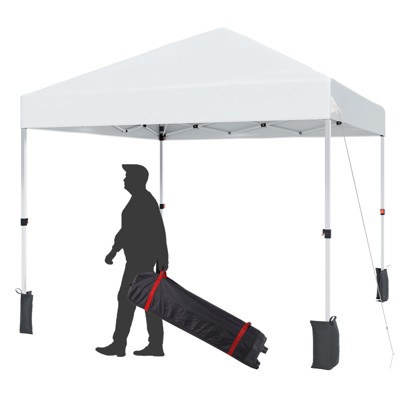 Instant Pop Up Canopy Tent for 1 Person Setup,Pop Up Commercial Canopy Tent,Easy Up Tent w/1-Button Push,Wheeled Bag,4 Sandbags,Bonus 8 Stake,4 Rope