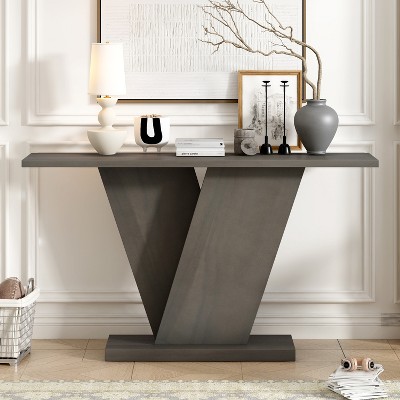 Bella Depot 59.8" Mirod Console Table with Natural Wood Veneer