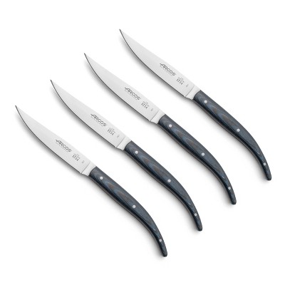 Arcos 4pc The Origin Steak Set Blue: Stainless Steel Blades, Wood Handles, Hand Wash, 10-Year Warranty