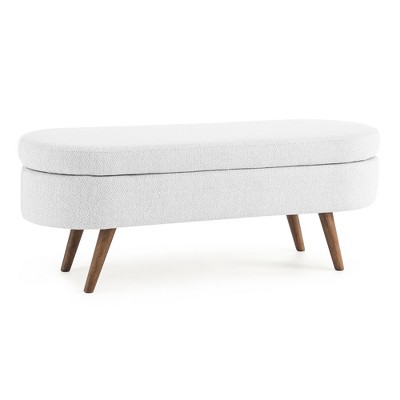 Dexmalle White Ottoman Oval Storage Bench,
