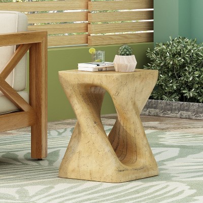 Modern Abstract Twist Side Table with Wood-Like Texture