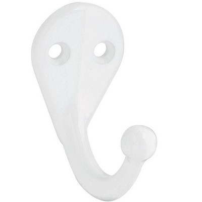 National Hardware 1.75 in. L White Zinc Die-Cast Clothes Hook 35 lb. cap. - Case of 1