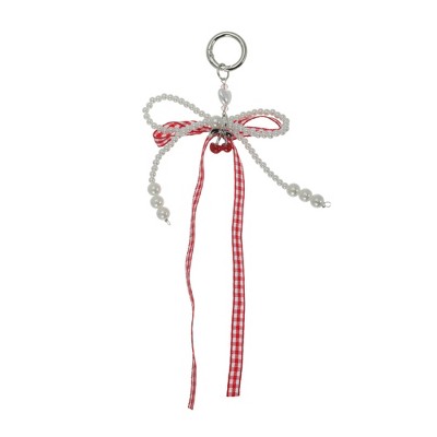 Unique Bargains Bow Cherry Handbag Charm Red White 1 Pc