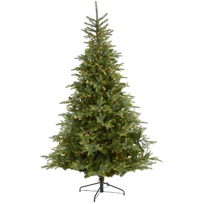8ft. Spruce Artificial Christmas Tree with 650 Clear Lights and 1303 Branches – Stunning Holiday X-Mas Centerpiece