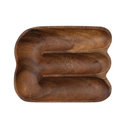 Storied Home Acacia Wood Divided Tray, Natural