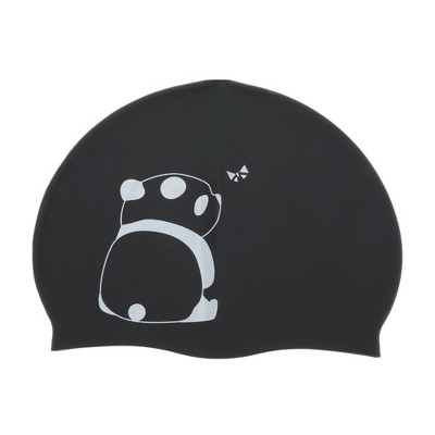 Unique Bargains Silicone Animal Pattern Swim Cap Black White 1 Pc