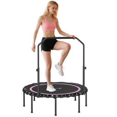 Soozier Rebounder Trampoline for Adults, Foldable Mini Trampoline with Adjustable Handle Bar, Bungee Rebounder Jumping Cardio Trainer