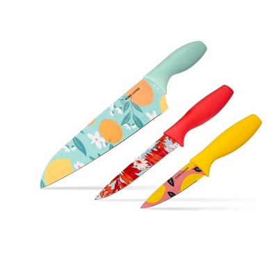 Dura Culina® Artistic Edge 3-Piece Printed Kitchen Knife Set with Blade Guards - Multi Color