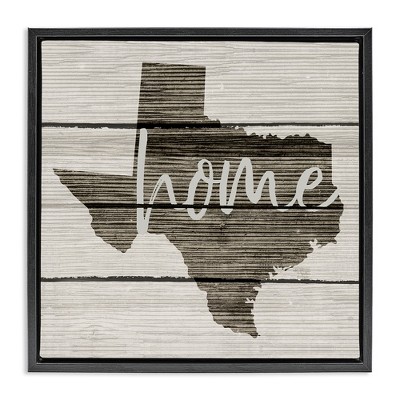 Stupell Industries Texas Rustic Typography Map Black Framed Floater Canvas Wall Art