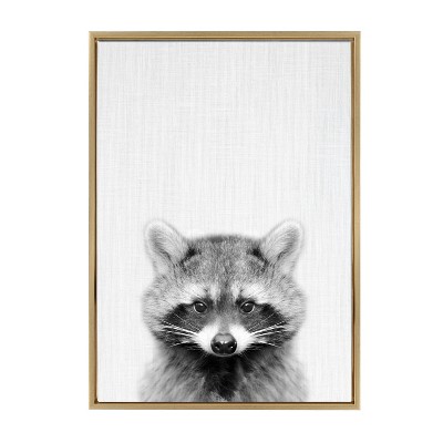 Sylvie Raccoon Framed Canvas by Simon Te Tai - Kate & Laurel All Things Decor