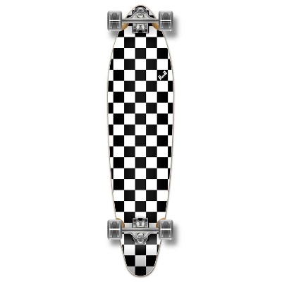 Yocaher 40" Kicktail Longboard - Checker White