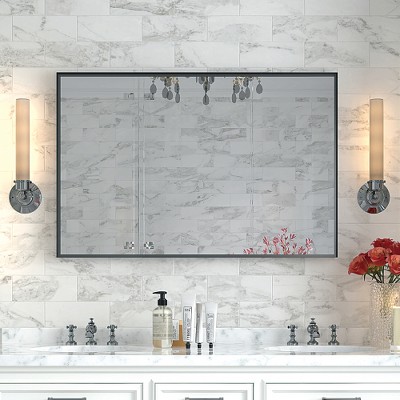 ACEPANO 40 in. W Modern Rectangle Wall Mirror with Metal Frame For Bedroom & Living Room-Black