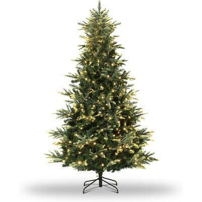 6.5FT Artificial Christmas Tree, PVC&PE Christmas Tree with Warm White Lights for Home, Office, and Xmas Party Décor,  Christmas Décor