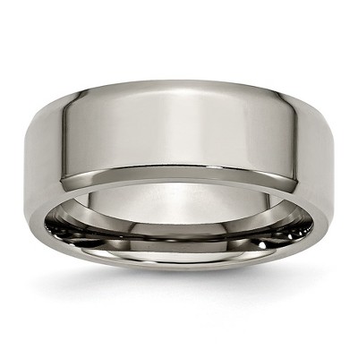 Chisel Titanium Polished 8mm Beveled Edge Band Ring