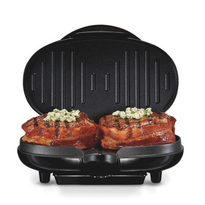 Proctor Silex Compact Grill - Black - 25218P: Indoor Nonstick Countertop Grill with Drip Tray & Indicator Light