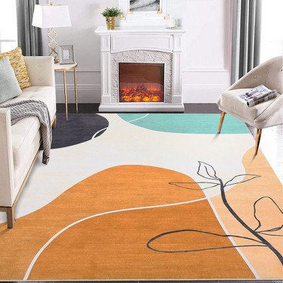 Boho Rug Modern Floral Geometric Abstract Rugs Indoor Accent Rug for Living Room Bedroom