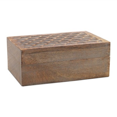 Mela Artisans Carved Scallop Handcrafted Box in Light Gray Finish - Large