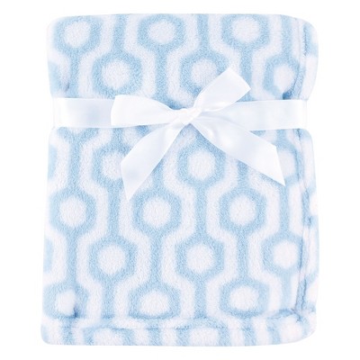 Luvable Friends Unisex Baby Coral Fleece Blanket, Blue Hexagon, One Size