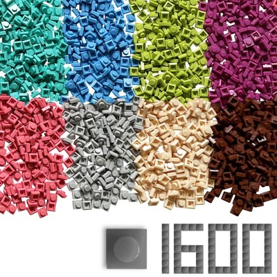 Creative QT Pixel Bricks Mosaic Kit, 8 Bright Colors, 1x1 Build Bricks, 1600 Pieces, Nano Blocks Art Set for Kids & Adults