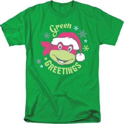 Men's Teenage Mutant Ninja Turtles Green Greetings For Christmas T-Shirt