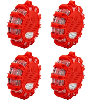 5 Star Super Deals LED Roadside Emergency Flare Lights 4PC - Portable Magnetic - 9 Flash Modes w/ Hook - for Roadside Warning Situations