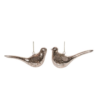 Transpac Glass Mercurial Ornament Set of 2 Elegant Home Decorations for Christmas Tree