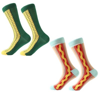 Two Pack of Outdoor Grill Picnic (Hot Dog and Corn on the Cob) Socks from the Sock Panda (Men's or Women's Sizes)