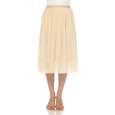 White Mark Women's Chiffon Pleated Midi Skirt
