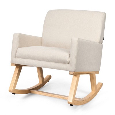 Tangkula Mid Century Fabric Lounge Chair Upholstered Accent Armchair Rocking Chair Beige