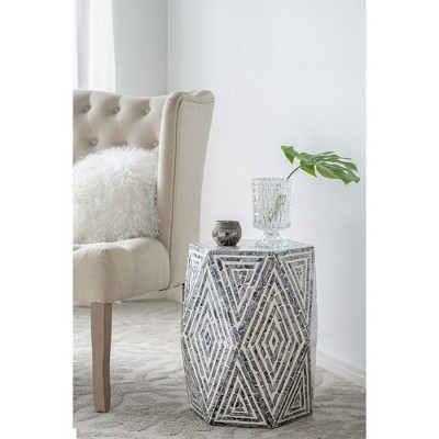 MOEPISY 16x14x18 inch Hexagon Garden End Tables, Unique Accent Side Table, Black and White