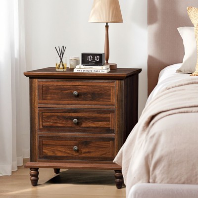 Karl Home 3-Drawer Brown Particle Board 24.8in. W Nightstands