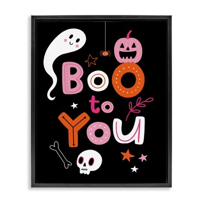 Stupell Industries Boo To You Smiling Halloween Elements Floating Frame Canvas Art