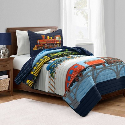 Kids' Steam Trains Quilt Navy - Lush Décor