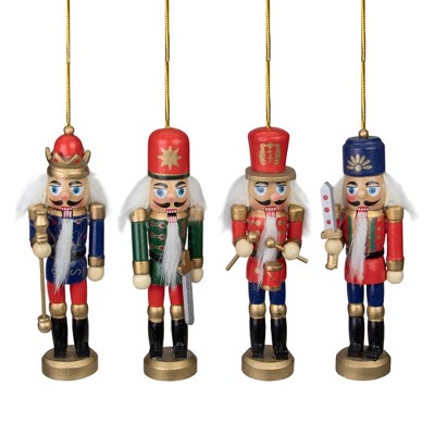 Northlight 4ct Wooden Nutcracker Christmas Ornament Set 5" - Red/Green