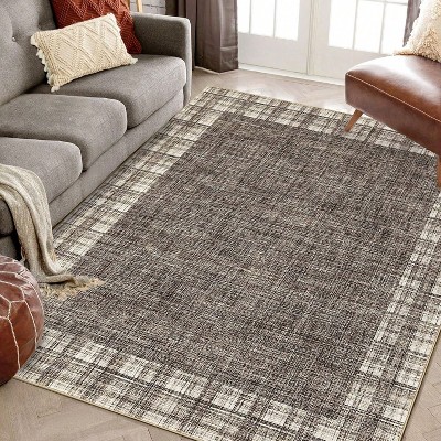 Modern Plaid Carpet,Washable Non-Slip Soft