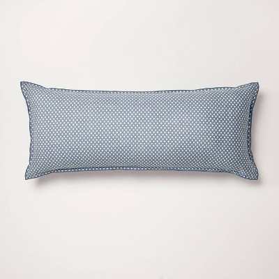 14"x36" Block Pattern Oblong Throw Pillow Blue - Hearth & Hand™ with Magnolia