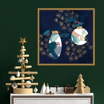 Amanti Art 22"x22" Crafty Blue Christmas I by Jennifer Paxton Parker Framed Canvas Wall Art Print